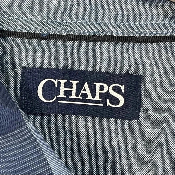 Chaps Men's NWT Long Sleeve Button Down Shirt Size 2XL  Blue With  Pocket - Picture 6 of 9